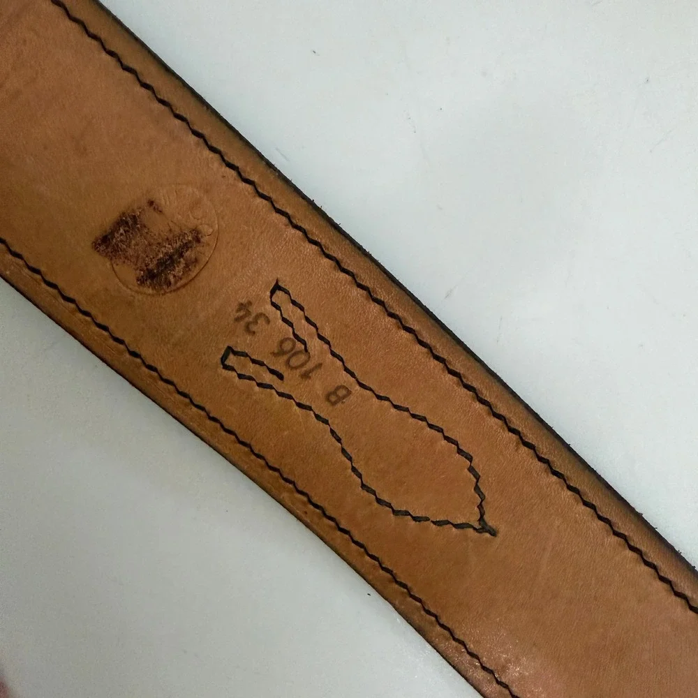 Vintage Leather Wide Waist Belt Womens 34 Black Good Western Cinch Horseshoe